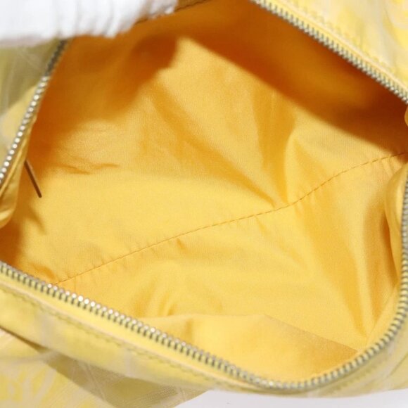 CHANEL New Travel Shoulder Bag Nylon Yellow Silver CC Auth - Picture 12 of 15